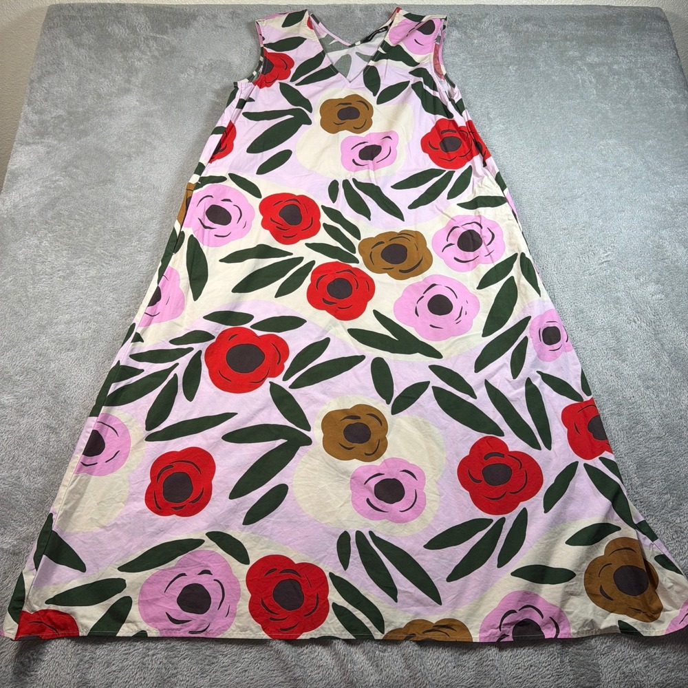 Marimekko x Uniqlo Sleeveless Dress Womens XS Pink Floral Ruukku Flare Pockets